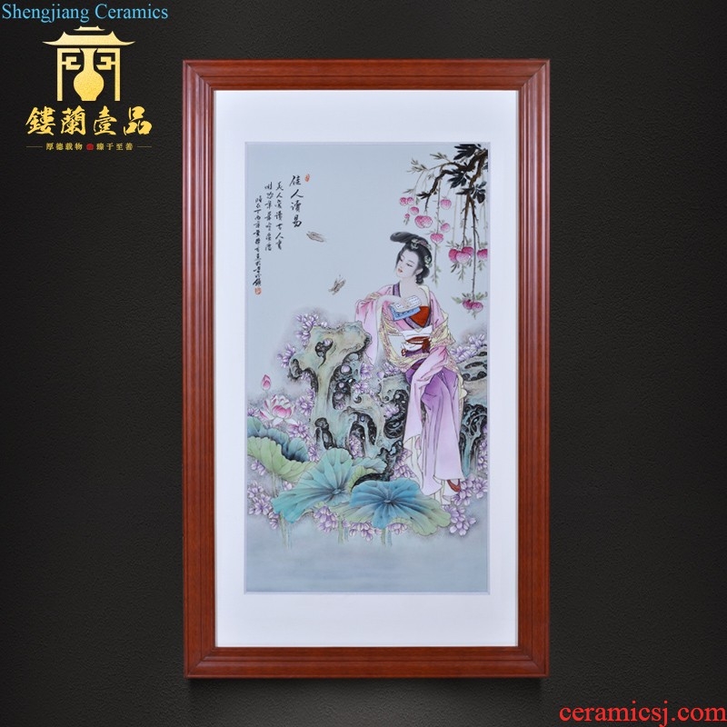 Jingdezhen ceramics hand-painted pastel new Chinese style household adornment sitting room sofa setting wall porcelain partition hang a picture