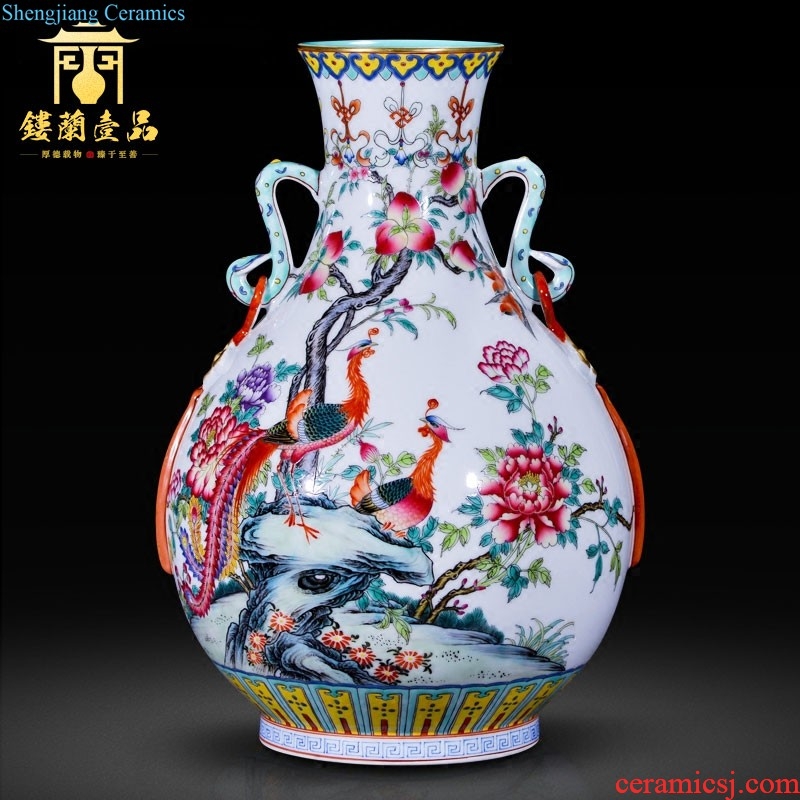 Jingdezhen ceramics hand-painted pastel flower arrangement of large vases, collection of Chinese TV ark sitting room adornment furnishing articles