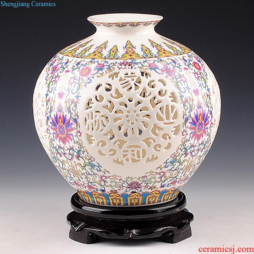 Jingdezhen porcelain vases, pottery and porcelain furnishing articles three-piece sitting room flower arranging the modern Chinese style household adornment TV ark