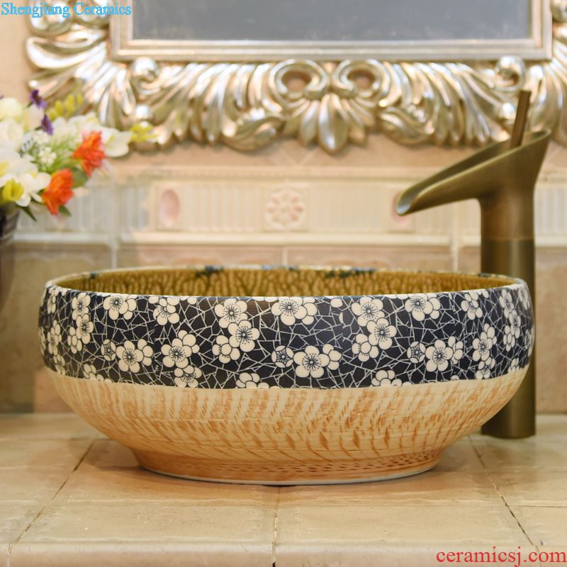 Package mail of jingdezhen ceramic art basin type shallow green lotus lavatory basin stage basin sink