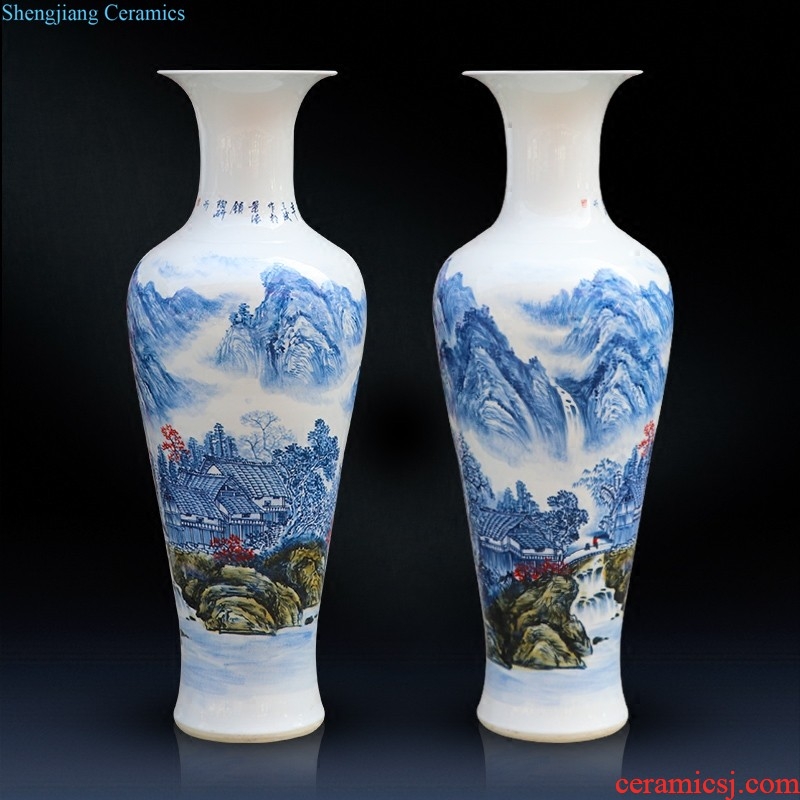 Jingdezhen ceramic vase furnishing articles list hand-painted blooming flowers flower implement Chinese style household adornment blue and white porcelain vase