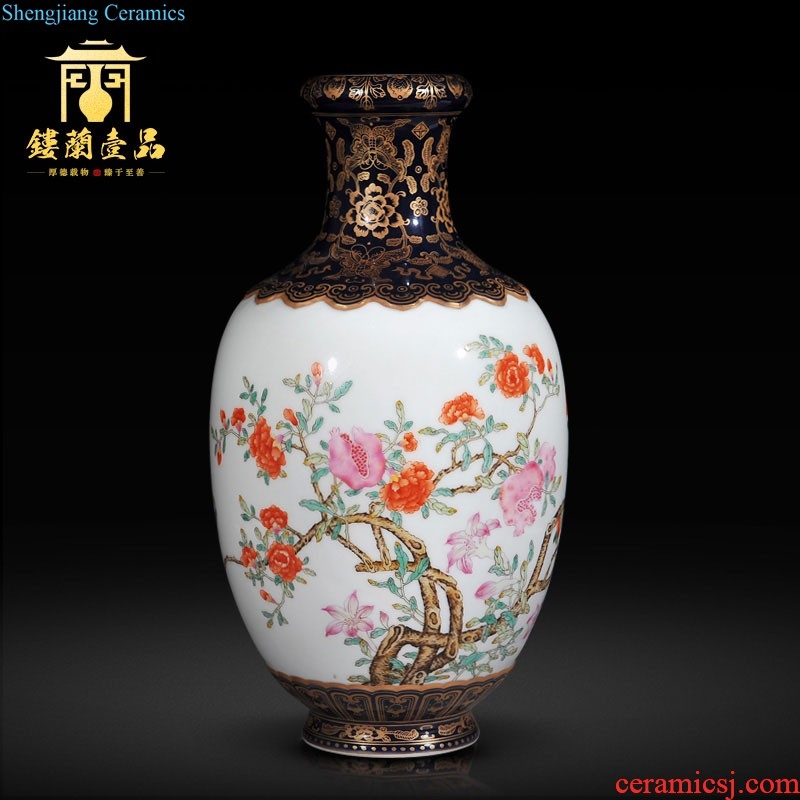 Imperial kiln jingdezhen ceramic imitation qing qianlong pastel hollow-out yunlong ears garlic bottles of sitting room adornment collection furnishing articles