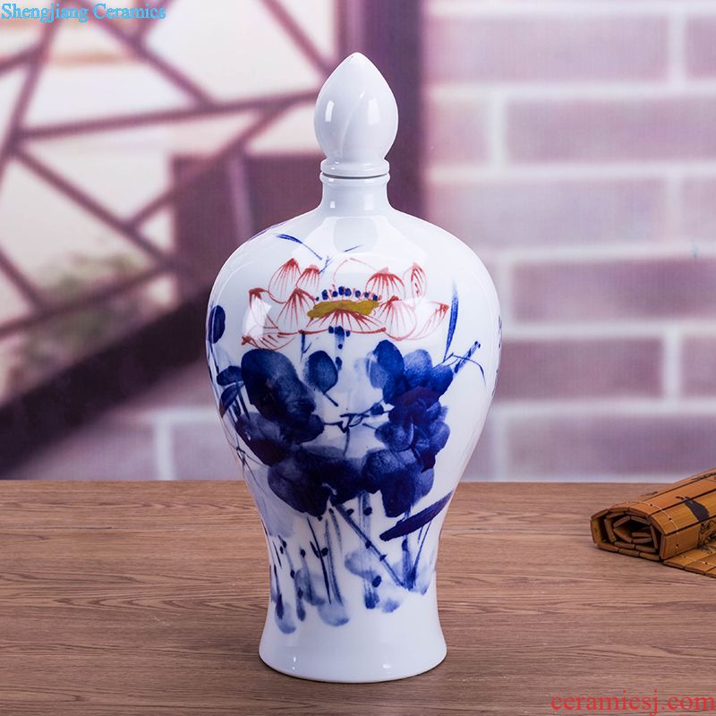 Jingdezhen ceramic bottle decoration ideas 1 catty three catties 5 jins of domestic liquor cans sealing vintage wine jars