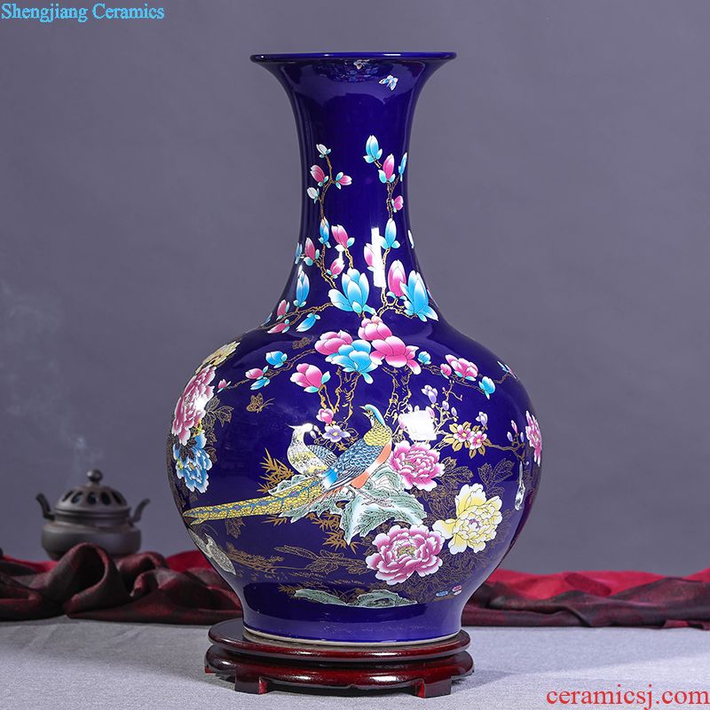 Jingdezhen ceramics flower vase creative flower implement the sitting room of Chinese style household soft adornment furnishing articles northern Europe