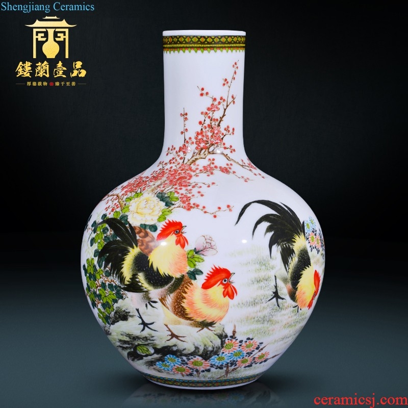 Jingdezhen ceramics imitation qing qianlong blue-and-white youligong red dragon grain bottle of new Chinese style household sitting room adornment is placed