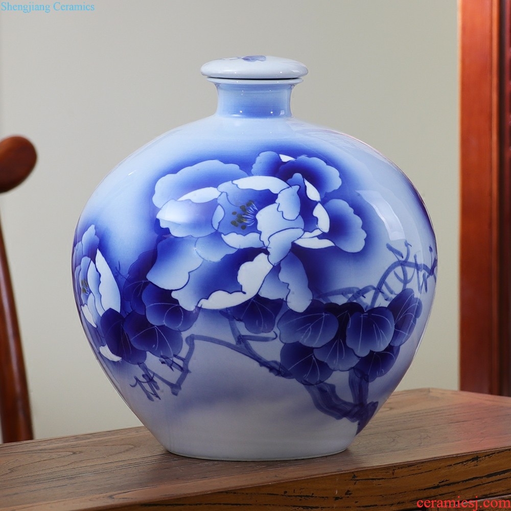 Jingdezhen ceramics hand-painted blue and white porcelain vase general storage jar jar of furnishing articles of new Chinese style household ornaments