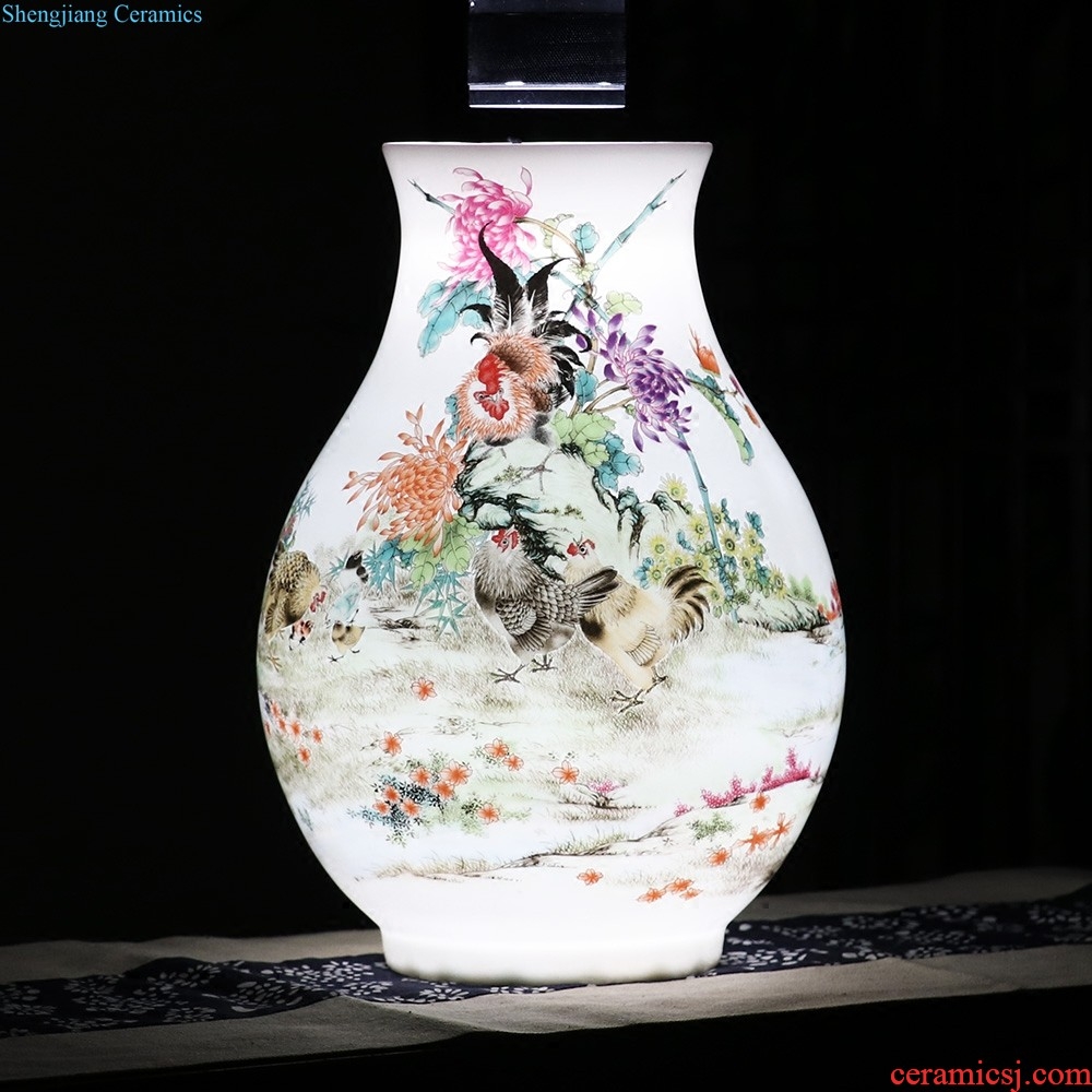 Jingdezhen ceramic vase furnishing articles flower arranging archaize sitting room both ears of blue and white porcelain vases, new Chinese style household decorations