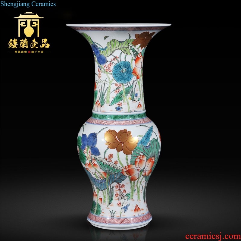 Jingdezhen ceramic the qing emperor kangxi emperor kiln colorful pheasant peony PND tail-on vase sitting room adornment style furnishing articles