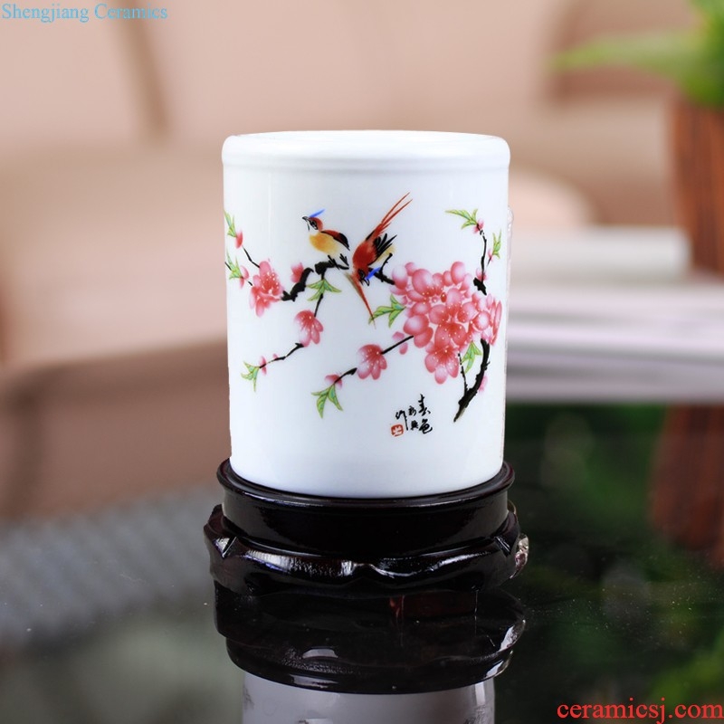 Master of jingdezhen ceramics hand-painted pastel pomegranate flower vase Chinese style living room decorated office furnishing articles rich ancient frame