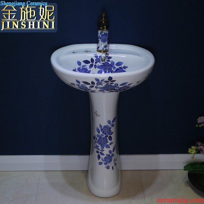 Gold cellnique ceramics column type lavatory floor balcony toilet lavabo, face basin sink pillar