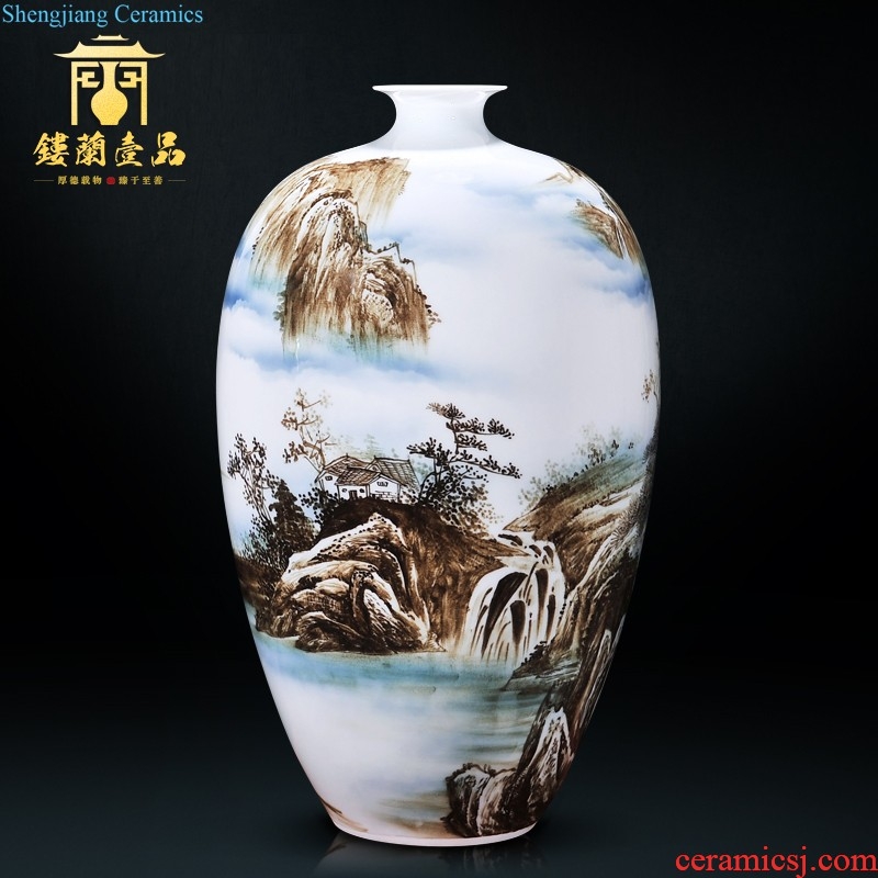 Ornamental LanYi product Master of jingdezhen ceramic hand-painted vases Songshan dangerously Home sitting room adornment is placed