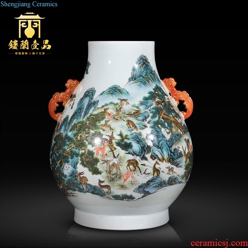 Jingdezhen ceramics imitation qing qianlong blue-and-white in longfeng pot-bellied vases, Chinese style living room home decoration furnishing articles