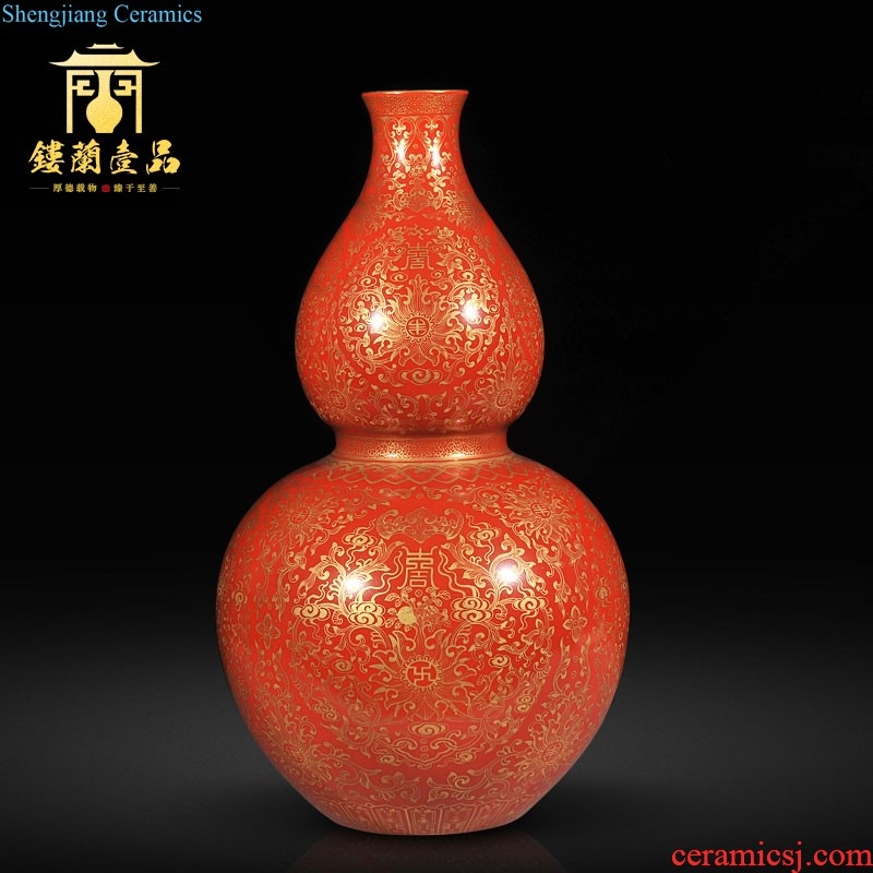 Jingdezhen imperial kiln chinaware imitation qing qianlong pastel alum red colour collection of celestial vase sitting room adornment furnishing articles