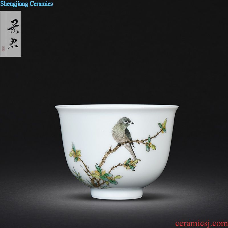 JingJun Jingdezhen ceramics Hand painted colored enamel all hand sample tea cup Kung fu master tea cups