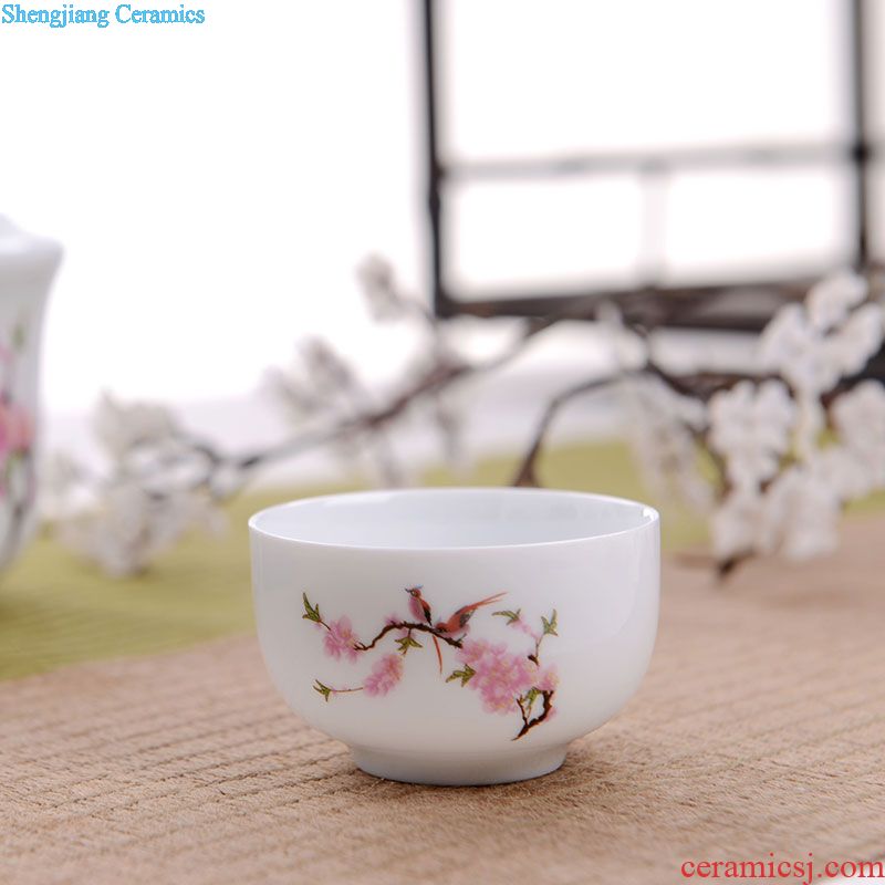 High-grade kung fu tea set home tea with yellow longfeng jingdezhen ceramic cups teapot tea tray package