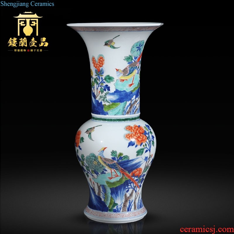 Jingdezhen imperial kiln chinaware archaize pastel yellow to blue and white fold branch flowers and mei bottles of sitting room adornment collection furnishing articles