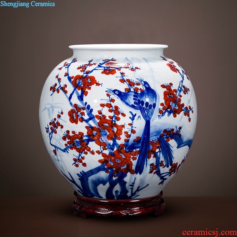 E150 jingdezhen ceramics all hand painted lotus lotus rhyme quiver of large vases, home furnishing articles adornment