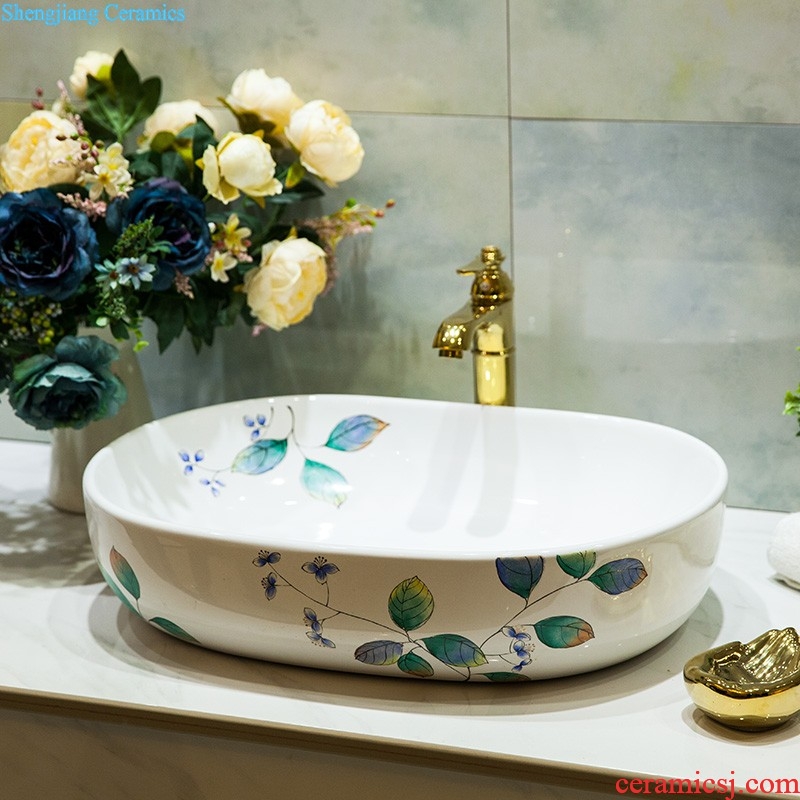 Post, qi jingdezhen hand-painted pillar basin ceramic art basin sink basin that wash a face Lotus pond fun