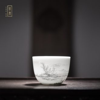 JingJun jingdezhen blue and white porcelain only three tureen kung fu tea bowl tea cup 1