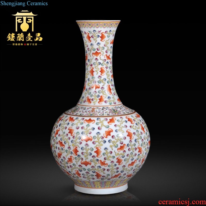 Jingdezhen imperial kiln chinaware imitation qing qianlong sharply glaze colour stripes vase household decorative furnishing articles in the living room