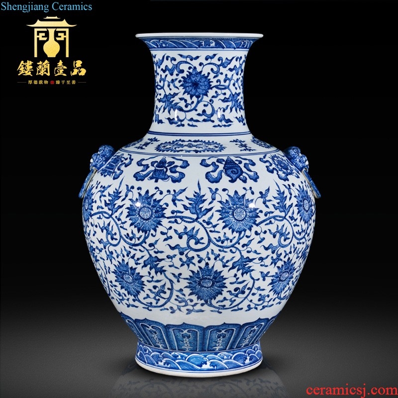 Jingdezhen ceramics hand-painted high copy qianlong bucket color flower vases, Chinese style household decorations collection furnishing articles