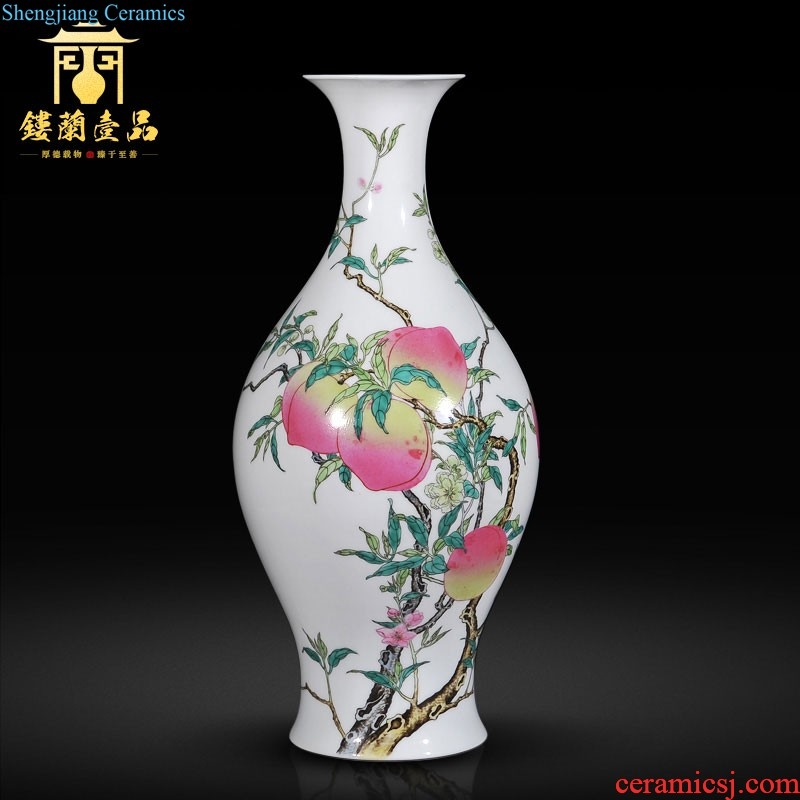 Jingdezhen imperial kiln chinaware imitation qianlong pastel blue to tie up branch flowers lines double yan ear tank aquarium furnishing articles in the living room