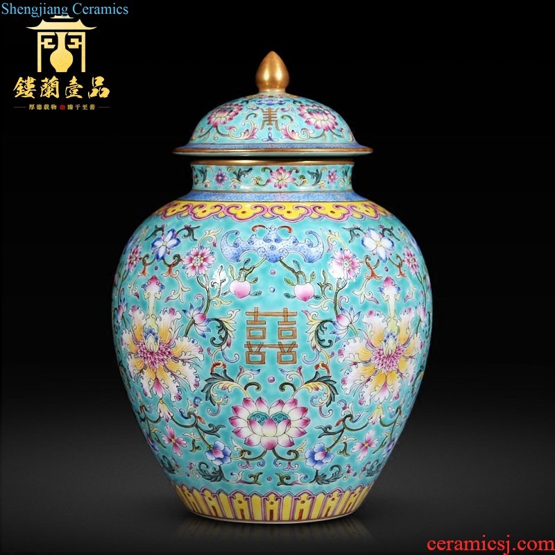 Jingdezhen imperial kiln chinaware imitation grilled qianlong pastel flowers best deer lines double ears sitting room collect adornment furnishing articles