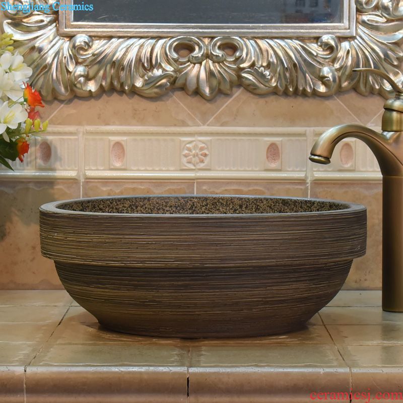 JingYuXuan art basin with thick blue broken beautiful ancient lavabo smooth household ceramic face basin sinks