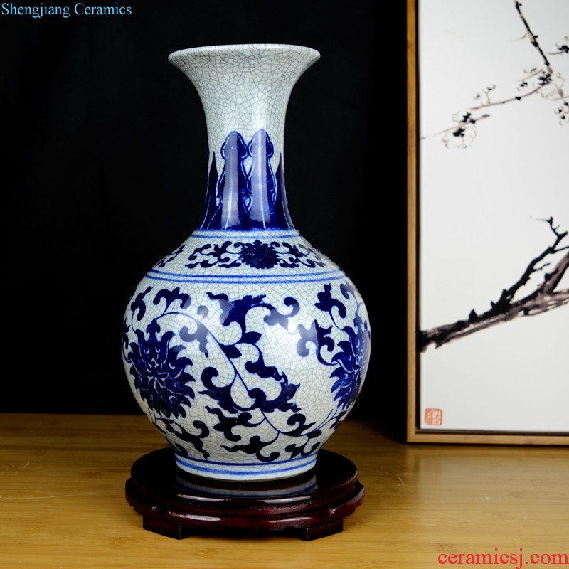 Jingdezhen ceramic Mediterranean style blues blue vase three-piece sitting room is contracted flower adornment furnishing articles