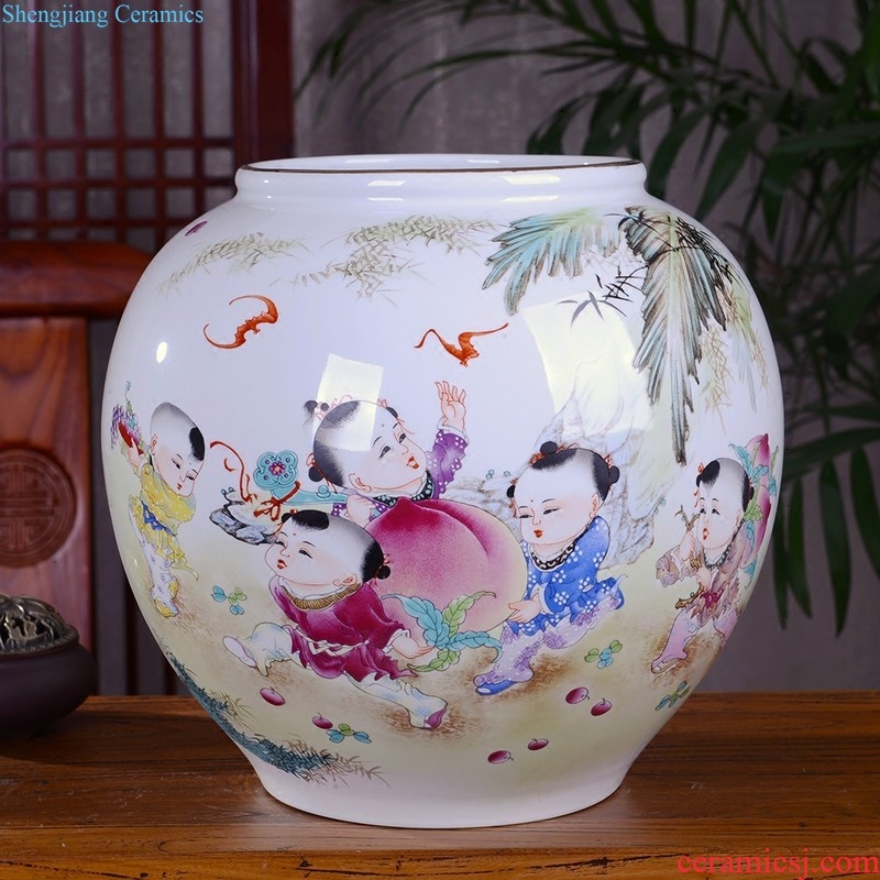 Large vase large hand-painted porcelain of jingdezhen ceramics new Chinese style household living room TV cabinet decoration