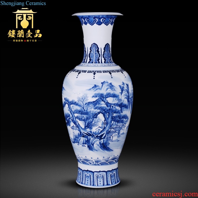 Jingdezhen ceramics high copy qianlong pastel ears okho spring vases, sitting room of new Chinese style household adornment furnishing articles