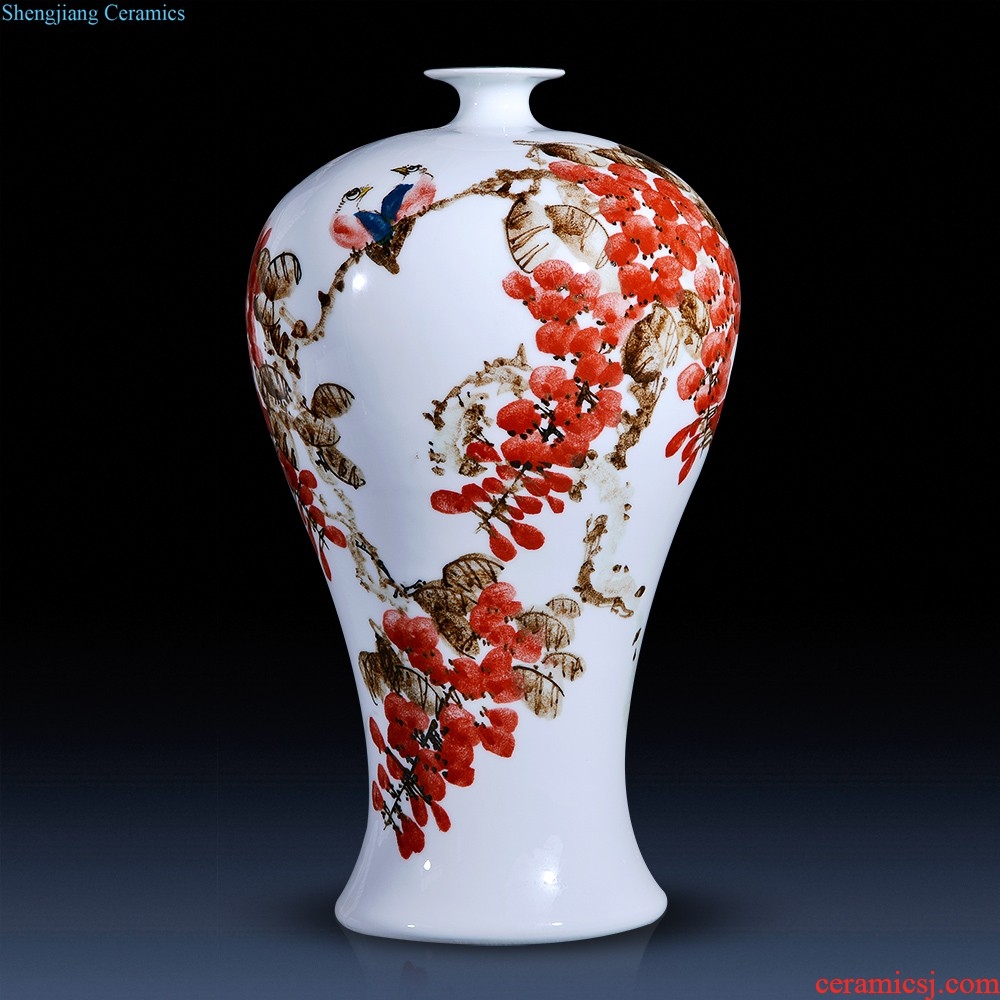 Master of jingdezhen ceramics hand-painted enamel vase means safe relief bamboo modern home sitting room adornment is placed