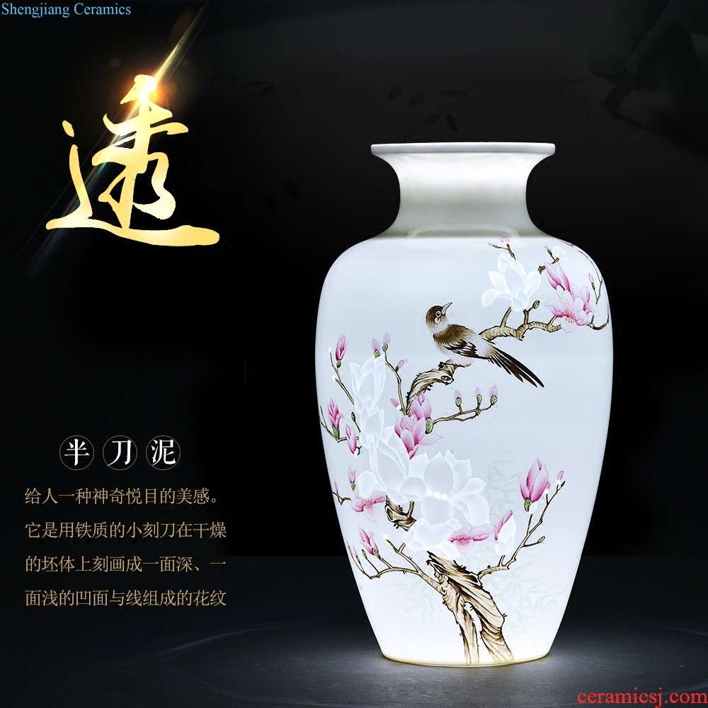 Large vase large hand-painted porcelain of jingdezhen ceramics new Chinese style household living room TV cabinet decoration