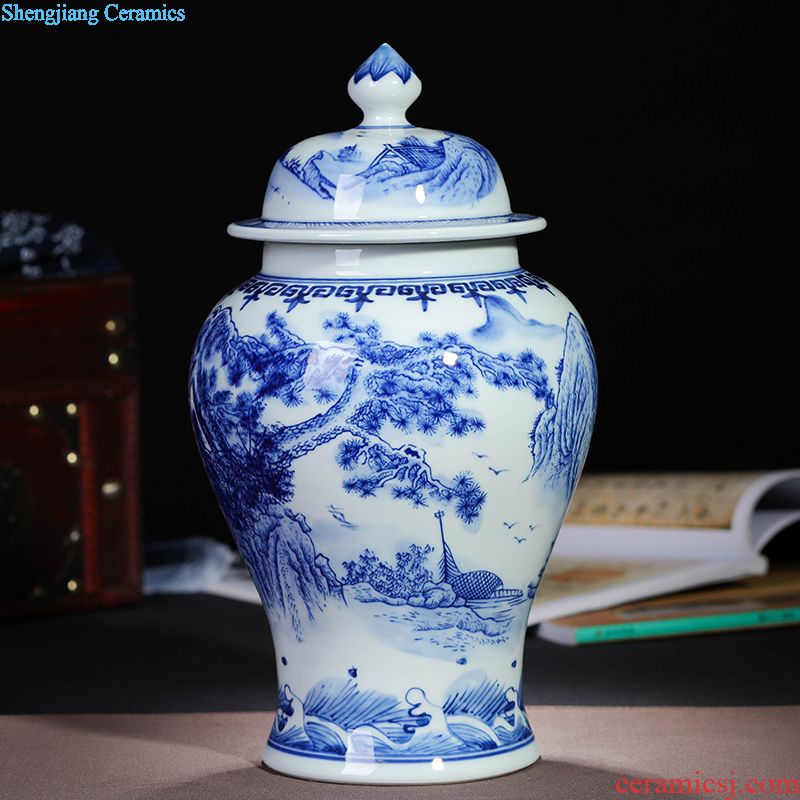 Jingdezhen blue and white porcelain ceramic antique wall plate painting decorations hanging dish furnishing articles housewarming gift process