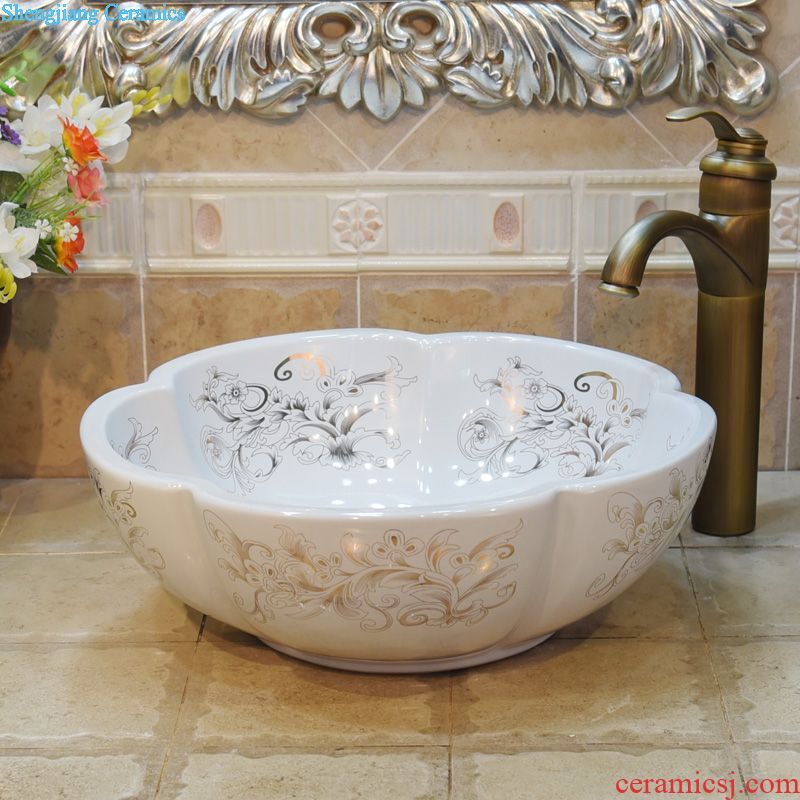 Jingdezhen ceramic small crack on the painting of flowers and flowers 30/35 cm bowl lavatory art basin basin