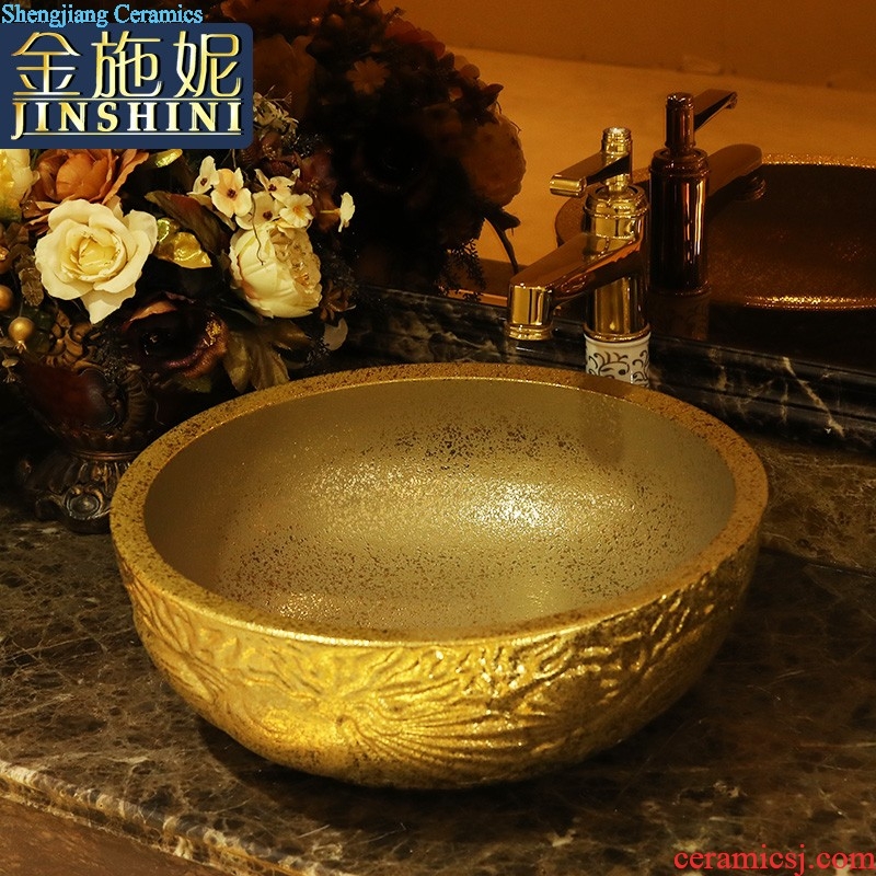 Gold cellnique ceramic face basin bathroom sink basin bathroom sinks rectangle sink on green qing