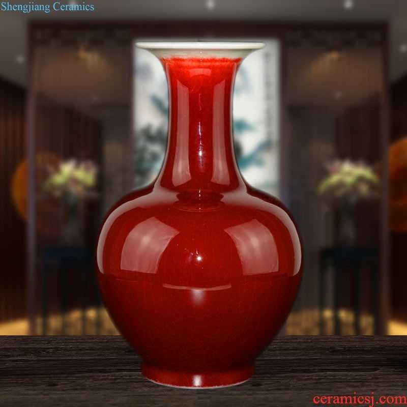 Jingdezhen ceramics China's large red vase Chinese style wedding wedding sitting room place home decorations