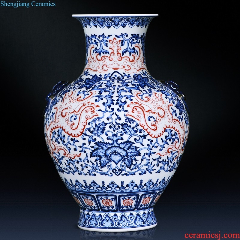 Jingdezhen ceramics by hand antique vases, flower arranging furnishing articles of Chinese style restoring ancient ways is the sitting room TV ark home decoration