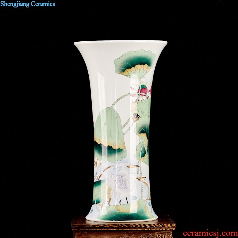 Jingdezhen blue and white ceramics three-piece vase furnishing articles of modern Chinese style household flower arrangement sitting room adornment ornament