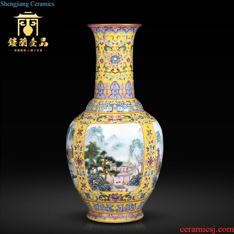 Jingdezhen imperial kiln chinaware archaize kangxi alum gold medallion red flower on celestial flower vase collection furnishing articles