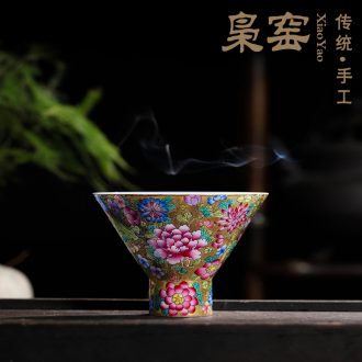 Jingdezhen ceramic powder enamel tureen hand-painted painting of flowers and kung fu tea tea cup three medium bowl to bowl the magpies