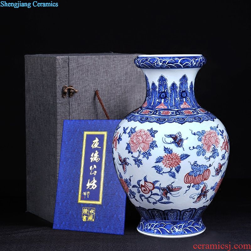 Jingdezhen ceramics famous blue and white landscape mei Chinese bottle vase hand-painted home sitting room adornment is placed