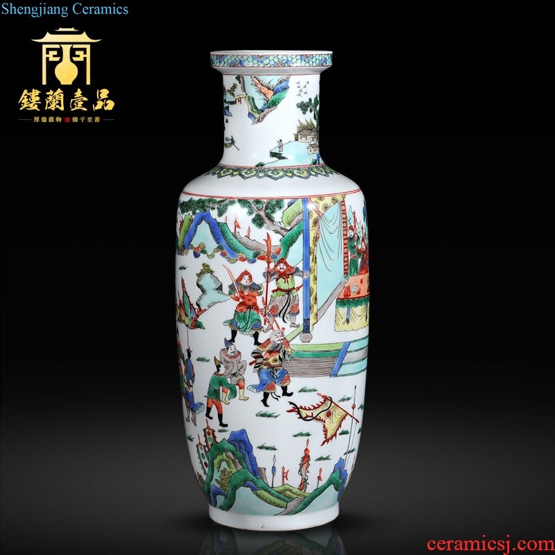 Jingdezhen ceramics Imitation qing qianlong pastel ears okho spring vase Chinese style living room decorative furnishing articles