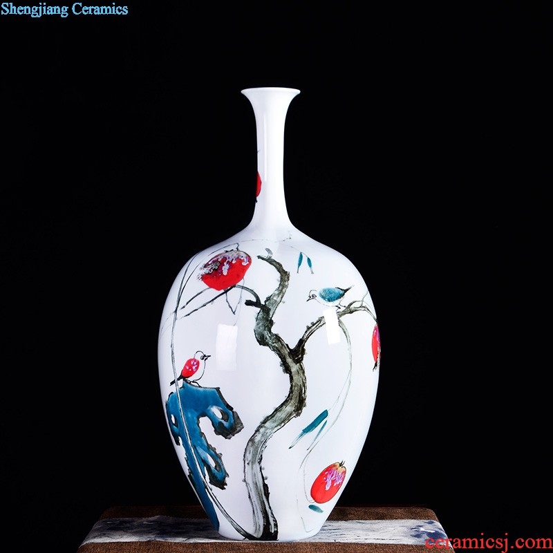 Jingdezhen ceramics hand-painted pastel prosperous thin body new Chinese style household vase sitting room adornment is placed