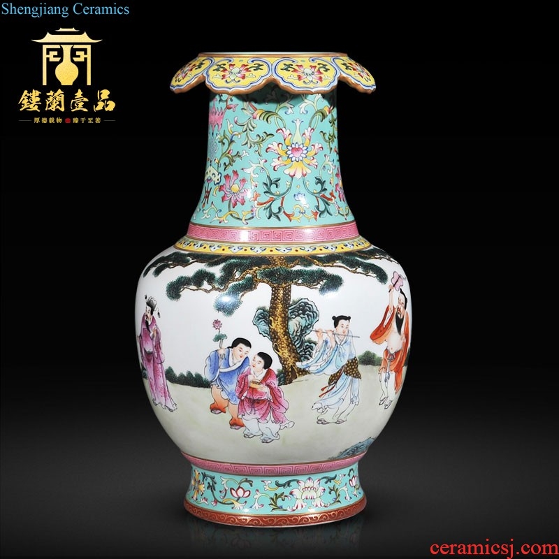 Jingdezhen imperial kiln chinaware imitation qing qianlong offering blue paint painting decorative pattern mei bottles of sitting room home decoration furnishing articles