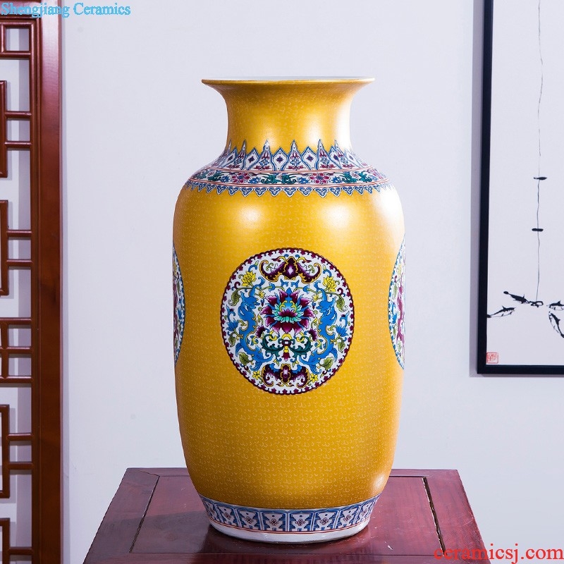 Jingdezhen ceramics of large vases, flower arranging yellow peony home sitting room adornment is placed large size 8