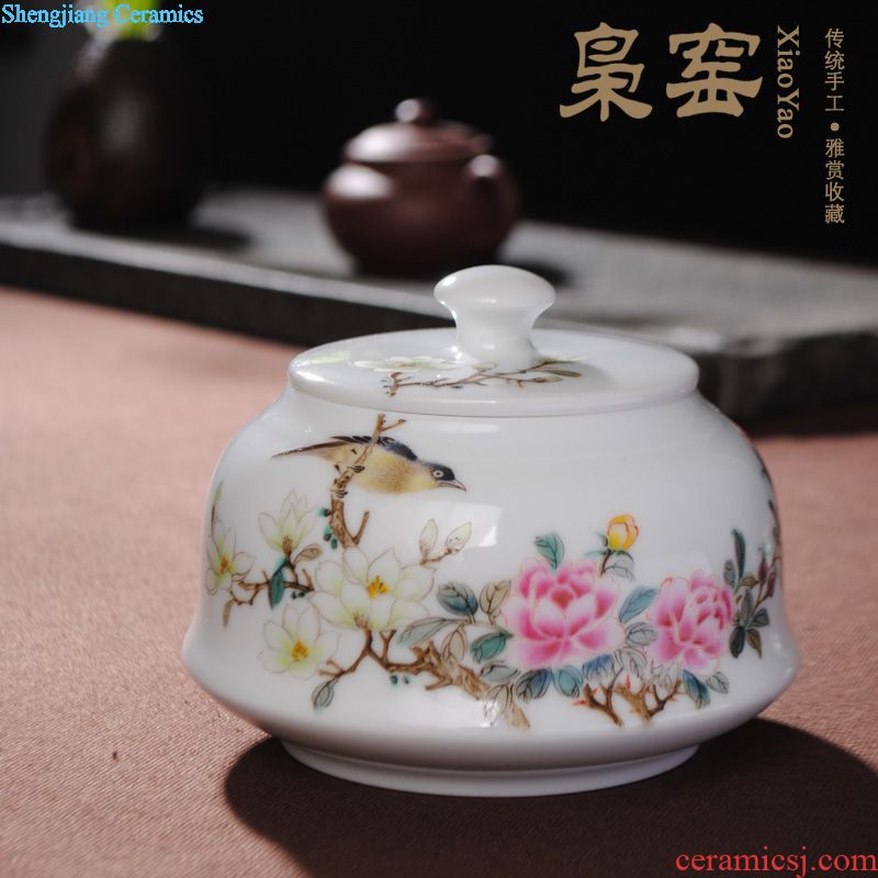 Jingdezhen ceramic tureen hand-painted scenery bowl kung fu tea set manual blue three cups to bowl to bowl