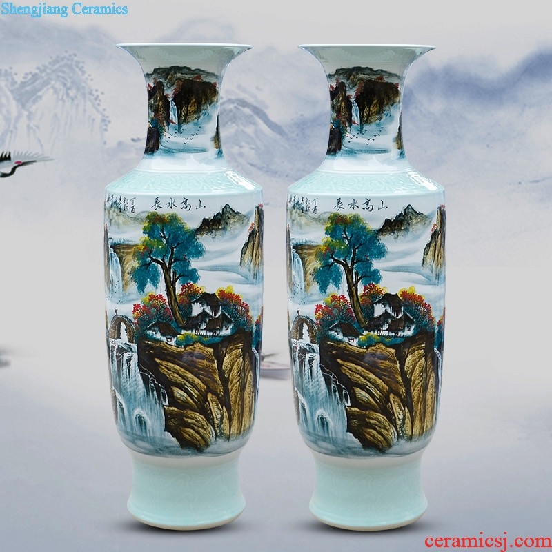 Jingdezhen ceramics hand-painted blue and white porcelain has a long history of large vases, sitting room adornment is placed for the opening gifts