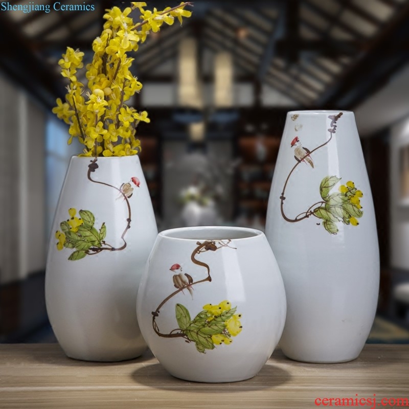 Jingdezhen ceramics vase furnishing articles sitting room creative new rich ancient frame dried flowers flower arrangement of Chinese style household ornaments