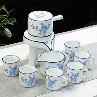 Is young, blue and white bread seven pu 'er tea pot pie tin large laminated storage warehouse tea boxes to wake tea exchanger with the ceramics